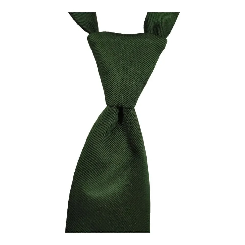 BOY'S HUNTER GREEN WINDSOR TIE & POCKET SQUARE BY LARR BRIO